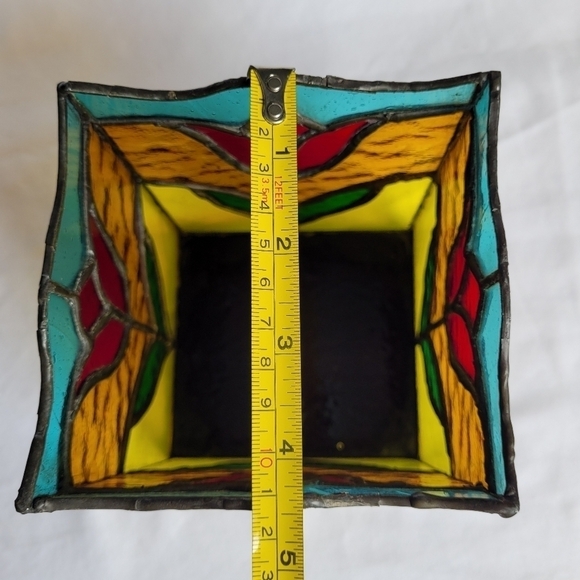 Stained Glass Tulip Box Votive  Candle Holder Storage Display Very Pretty - Picture 7 of 8